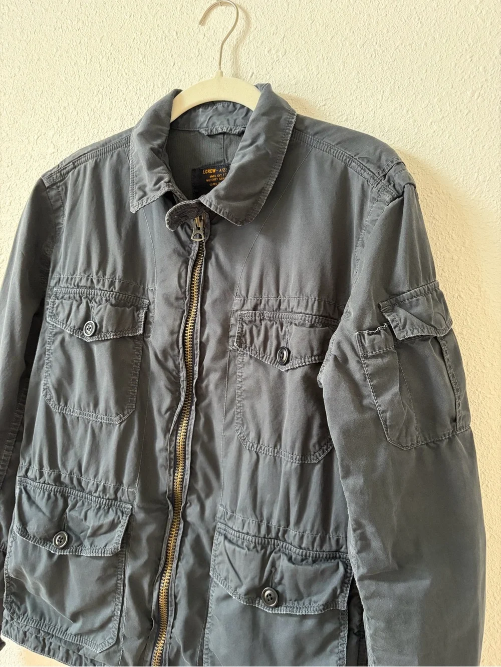 J Crew A/22 M-65 Jacket Mens Small Blue G38 Military Grade Utility Field Coat